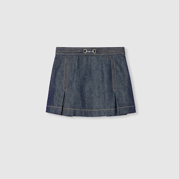GUCCI Kids - Denim Skirt With Horsebit, Size 4 YEARS
