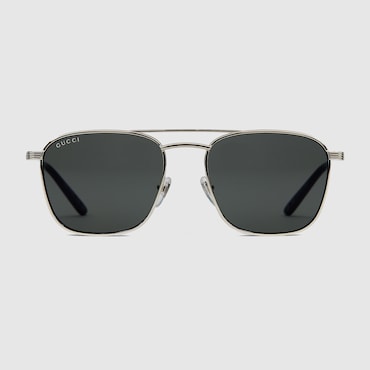 GUCCI Men's Square Frame Sunglasses, Silver