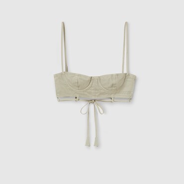 GUCCI Cotton Twill Top With Tie Front, Size 38 IT
