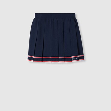 GUCCI Pleated Skirt With Striped Trim, Size L
