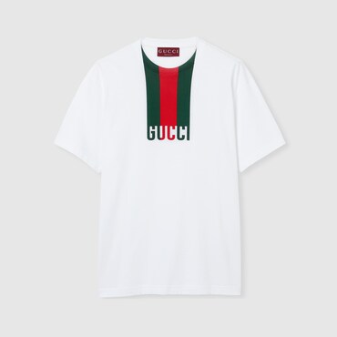 GUCCI Cotton Jersey T-shirt With Print, Size XL