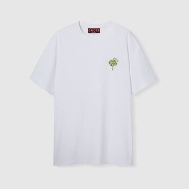 GUCCI Cotton Jersey T-shirt With Embroidery, Size S
