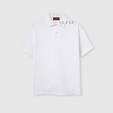 GUCCI Printed Cotton Polo Shirt, Size XL