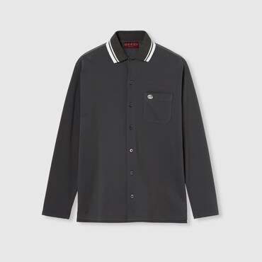 GUCCI Embroidered Cotton Piquet Polo Shirt, Size XL