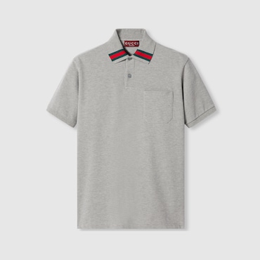 GUCCI Cotton Polo Shirt With Web, Size XXXL