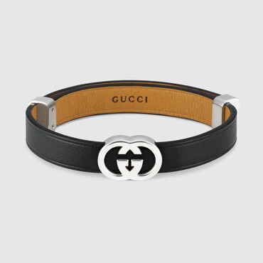 GUCCI Interlocking Leather Bracelet