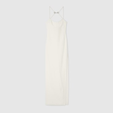 GUCCI Long Silk Dress With Crystal Horsebit, Size 42 IT