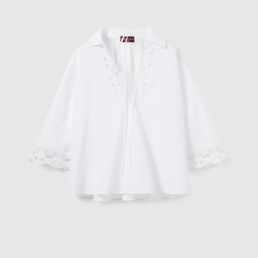 GUCCI Cotton Poplin Shirt With Embroidery, Size 46 IT