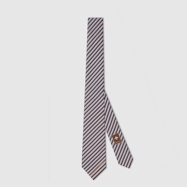 GUCCI Striped Silk Jacquard Tie
