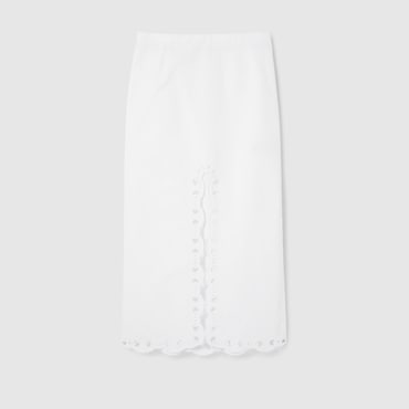 GUCCI Cotton Poplin Skirt With Embroidery, Size 46 IT