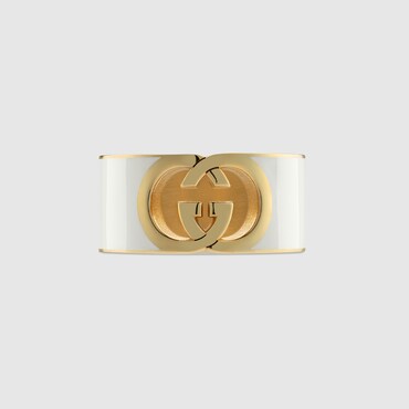 GUCCI Interlocking Enamel Ring, Size L