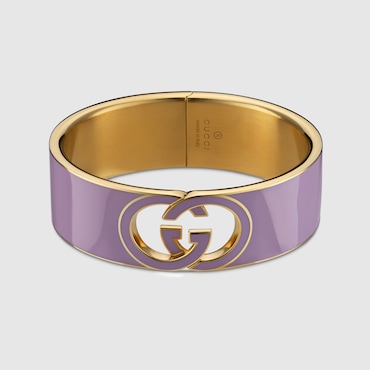 GUCCI Interlocking Enamel Cuff Bracelet, Size M