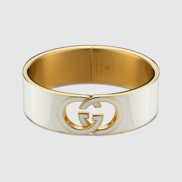 GUCCI Interlocking Enamel Cuff Bracelet, Size M