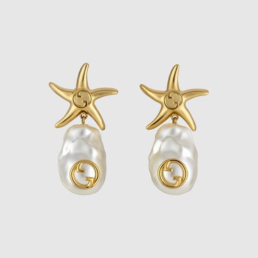 GUCCI Starfish And Pearl Drop Earrings