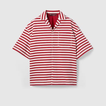 GUCCI Printed GG Cotton Jacquard Shirt, Size 50