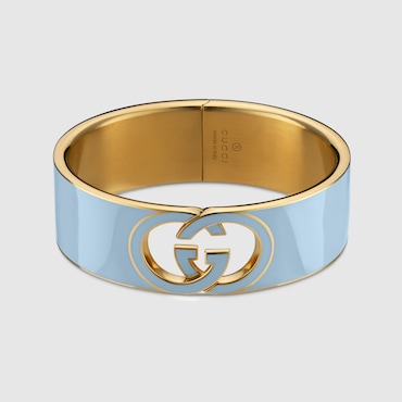 GUCCI Interlocking Enamel Cuff Bracelet, Size S