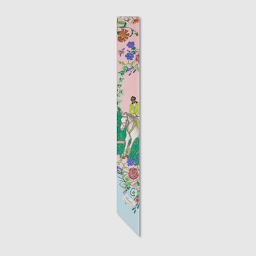 GUCCI Printed Silk Twill Neck Bow