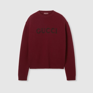 GUCCI Wool Cashmere Rib Knit Sweater, Size XXL