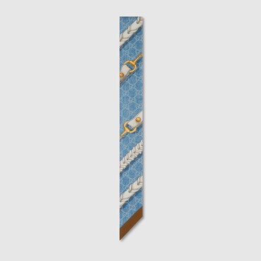 GUCCI Printed GG Silk Twill Neck Bow