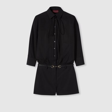 GUCCI Cotton Poplin Jumpsuit With Embroidery, Size 36 IT