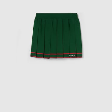 GUCCI Pleated Skirt With Striped Trim, Size S