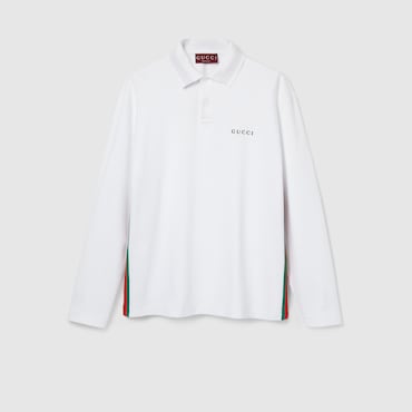 GUCCI Cotton Piquet Polo Shirt With Web, Size XS