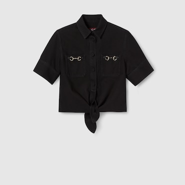 GUCCI Chemise En Denim Avec Détails Mors, Taille 36 IT