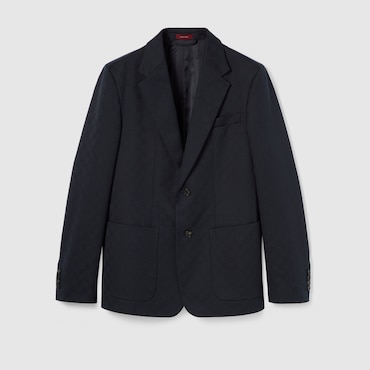 GUCCI GG Cotton Gabardine Jacquard Jacket, Size 56 IT
