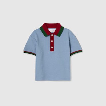 GUCCI Baby - Cotton Polo Shirt With Web, Size 3-6 MONTHS
