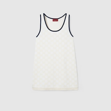 GUCCI GG Fine Cotton Jacquard Dress, Size L