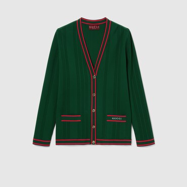 GUCCI Cardigan With Striped Trim, Size L