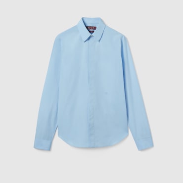 GUCCI Cotton Poplin Shirt With Embroidery, Size 16