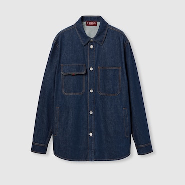 GUCCI Camicia In Denim Dal Taglio Morbido, Taglia 46 IT