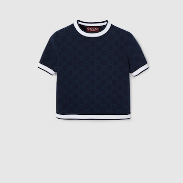GUCCI GG Fine Cotton Jacquard Top, Size M