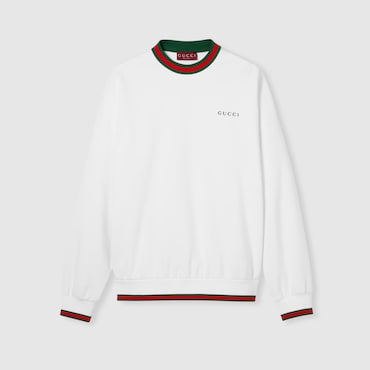 GUCCI Sweat-shirt En Piqué De Coton Avec Bande Web, Taille XXXL