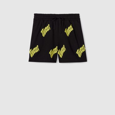 GUCCI Embroidered Cotton Jersey Shorts, Size L