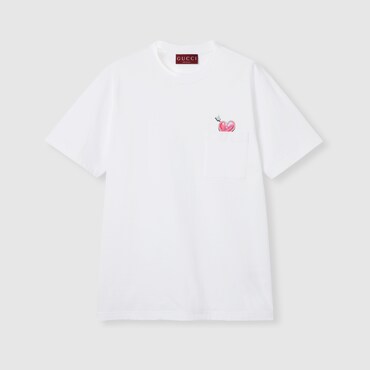GUCCI Cotton Jersey T-shirt With Print, Size L