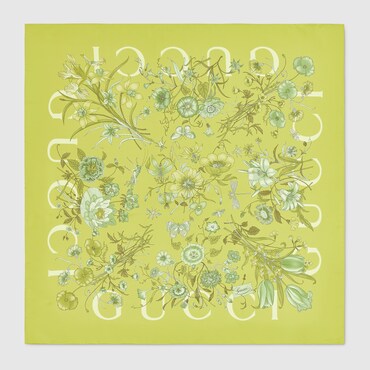 GUCCI Printed Flora Silk Twill Carré