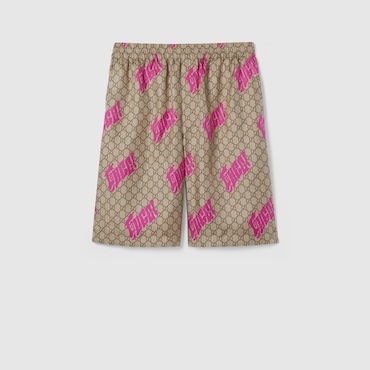GUCCI Printed Silk Twill Shorts, Size 44