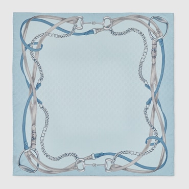 GUCCI Printed GG Silk Jacquard Carré