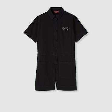 GUCCI Denim Jumpsuit With Horsebit, Size 44 IT