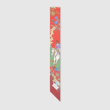 GUCCI Allover Floral Print Silk Neck Bow