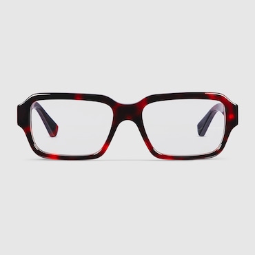 GUCCI Men's Rectangular Frame Sunglasses, Red