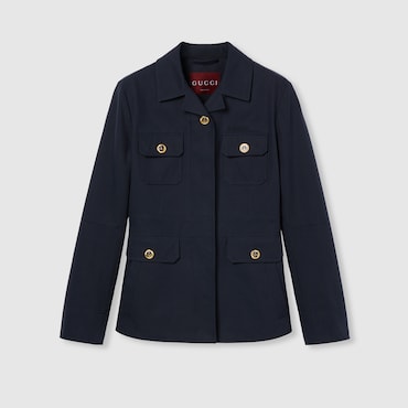 GUCCI Veste En Toile De Coton Avec Broderie, Taille 38 IT