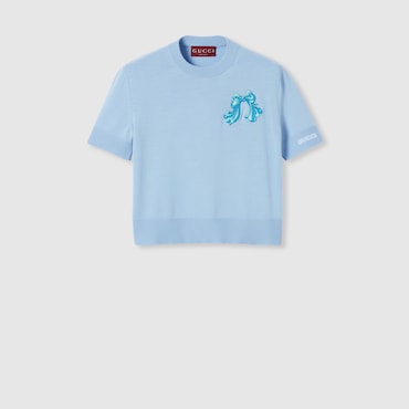 GUCCI Extra Fine Wool Top With Patch, Size XXL