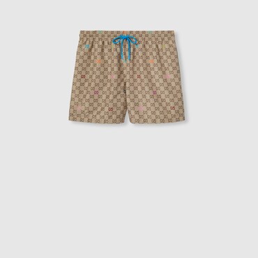 GUCCI Printed Technical Poplin Swim Shorts, Size 46 IT