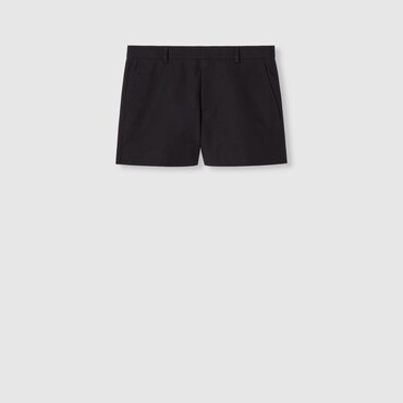 GUCCI Cotton Canvas Shorts With Embroidery, Size 42 IT