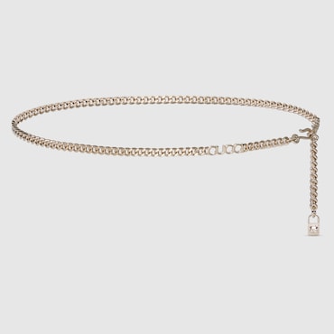 GUCCI Chain Belt With Script Detail, Size 80