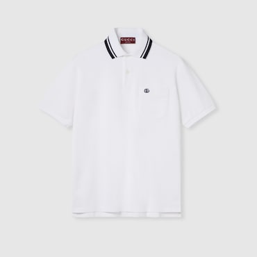 GUCCI Cotton Piquet Polo Shirt With Embroidery, Size S