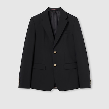 GUCCI Single-breasted Wool Jacket, Size 44 IT